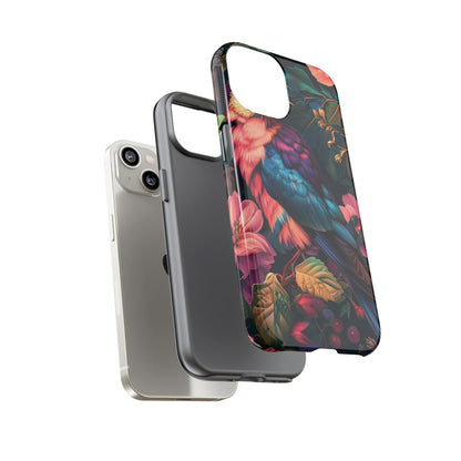 Vibrant Phone Case, Tropical Bird Design, Tough Phone Cover, Floral Tech Accessory, Gift for Nature Lovers