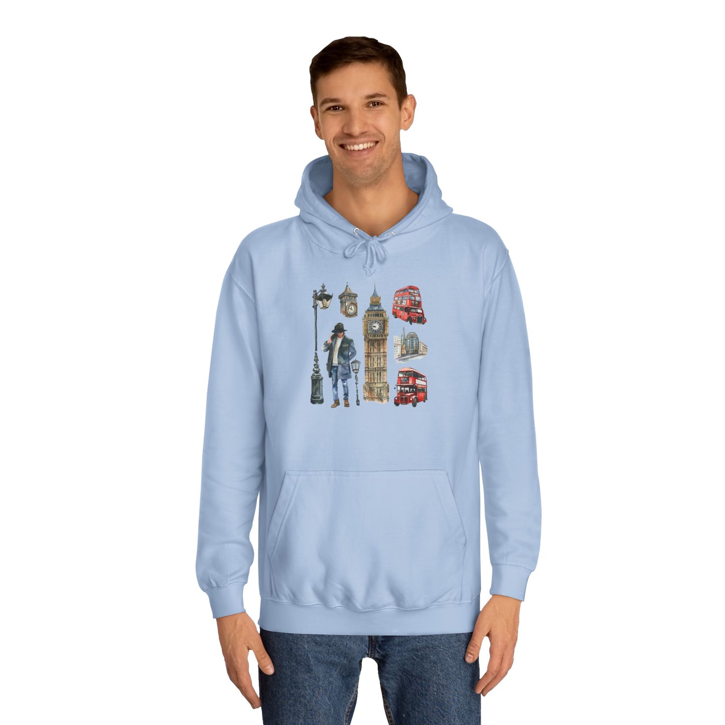 Unisex College Hoodie - Retro Aviation - Colorful Airplane Design