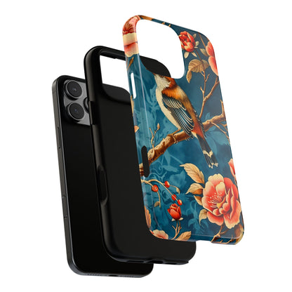 Bird & Floral Phone Case, Tough Cases for Nature Lovers, Gift for Her, Customizable Design, Vibrant Tech Accessories