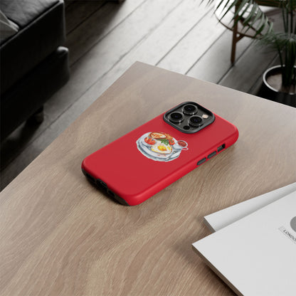 Breakfast-Inspired Phone Case, Tough Phone Covers, Foodie Gifts, Unique Accessories, Cute Kitchen Decor, Red Phone Case