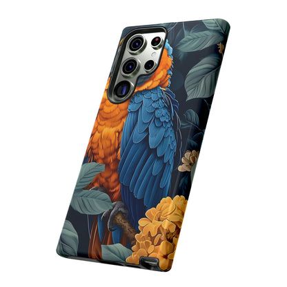 Tropical Parrot Phone Case - Tough Cases, Colorful Phone Cover, Nature Lover Gift, Floral Design, Bird Lover Accessory
