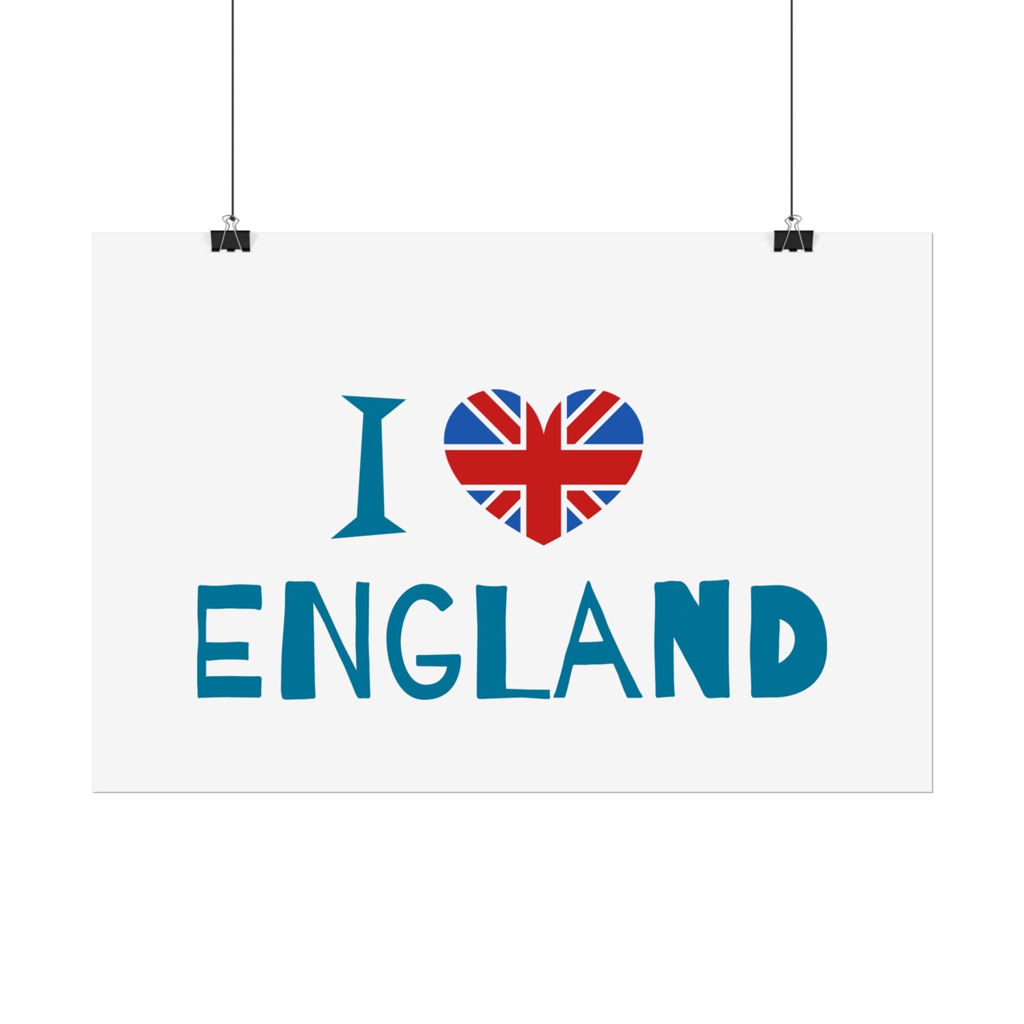 I Love England Rolled Poster - UK Travel Decor, Gift for Britains, Wall Art for Home, London Souvenir, Love England