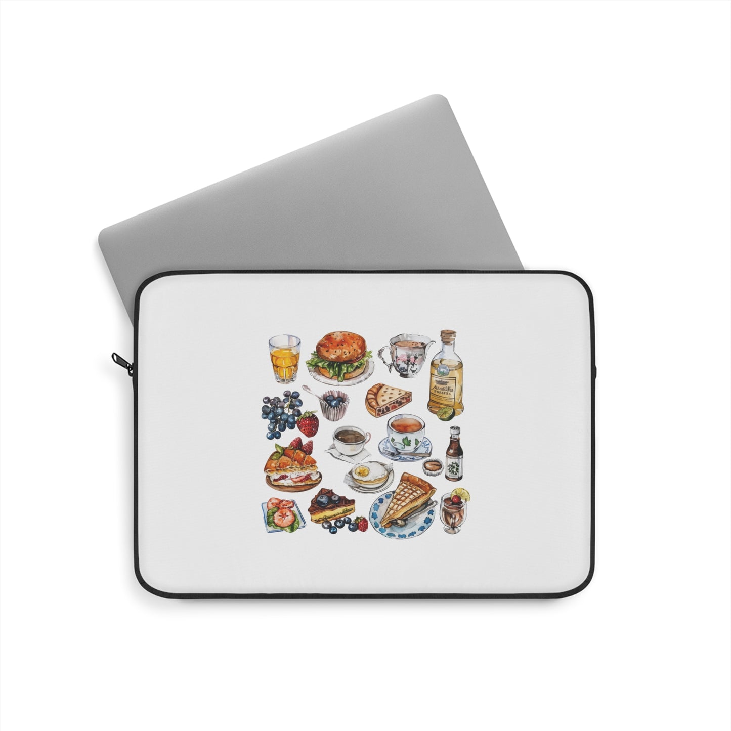 Foodie Laptop Sleeve, Cute Food Pattern Sleeve, Gift for Chefs, Food Lovers, Stylish Tech Accessory, Kitchen Decor