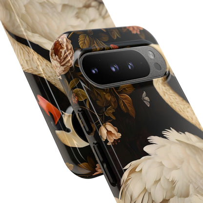 Elegant Swan Phone Case, Floral iPhone Cover, Tough Phone Case, Gift for Her, Nature Lover, Mother's Day, Birthday