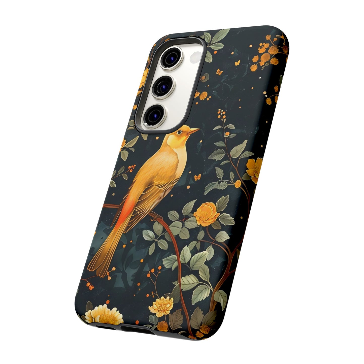 Floral Phone Case, Tough Cases with Bird Design, Nature Lover Gift, Stylish Protection, Birthday Present, Floral Phone Cover