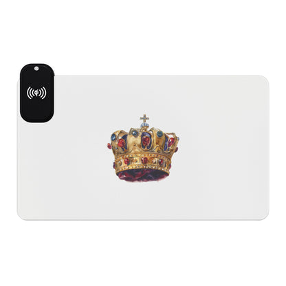 Golden Royal Crown – Monarch’s Glory - Wireless Charging LED Gaming Mouse Pad with Crown Design, Gamer Gift, Desk Accessory, Workflow Improvement, Unique Gaming Decor