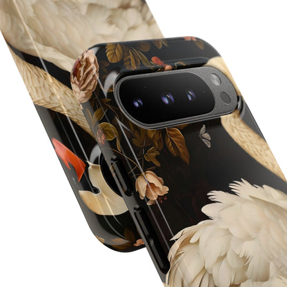 Elegant Swan Phone Case, Floral iPhone Cover, Tough Phone Case, Gift for Her, Nature Lover, Mother's Day, Birthday