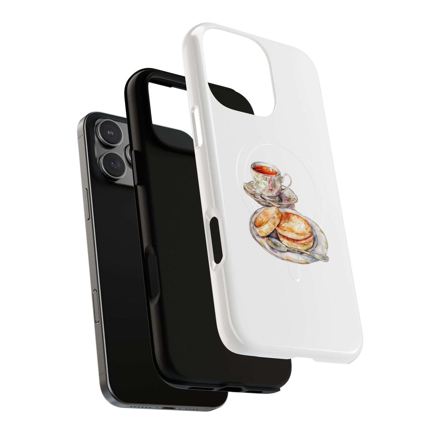 Tough Magnetic Phone Case with Tea and Biscuit Design, Cute Phone Cover, Gift for Tea Lovers, Phone Accessory, Holiday Gift