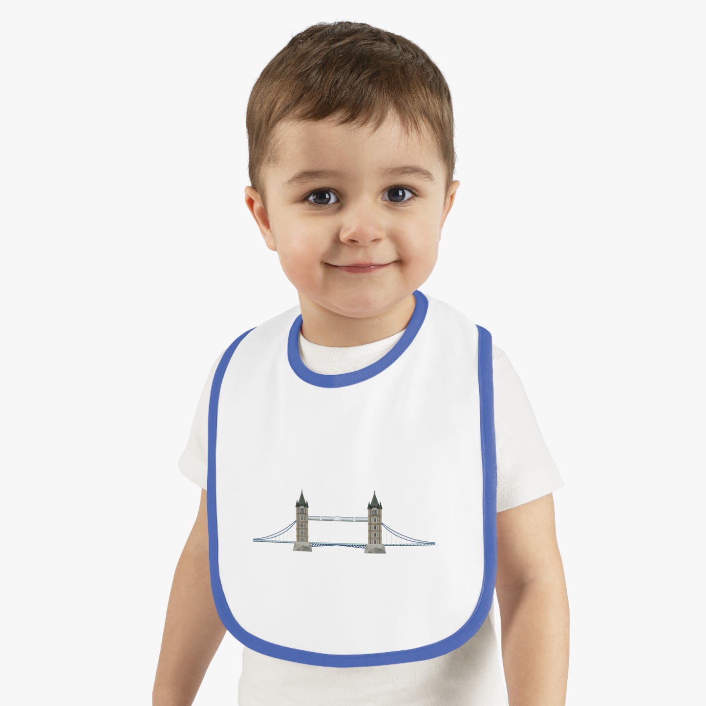 London Brigde Baby Bib, Cute Infant Feeding Bib, Newborn Gift, Baby Shower Present, Unique Child Bib