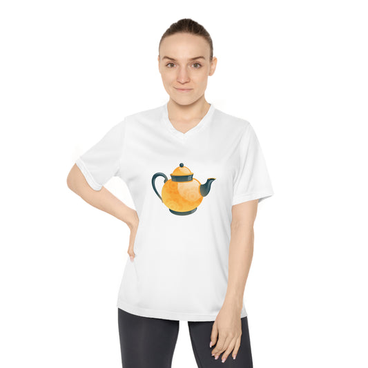 V-Neck T-Shirt – Stylish & Comfortable for Everyday Wear - Classic British Tea Kettle - Timeless Elegance in Tea Time