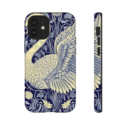 Elegant Swan Phone Case, Floral Design, Tough Cases for Gift, Stylish Protection, Unique Phone Accessory, Modern Floral Art