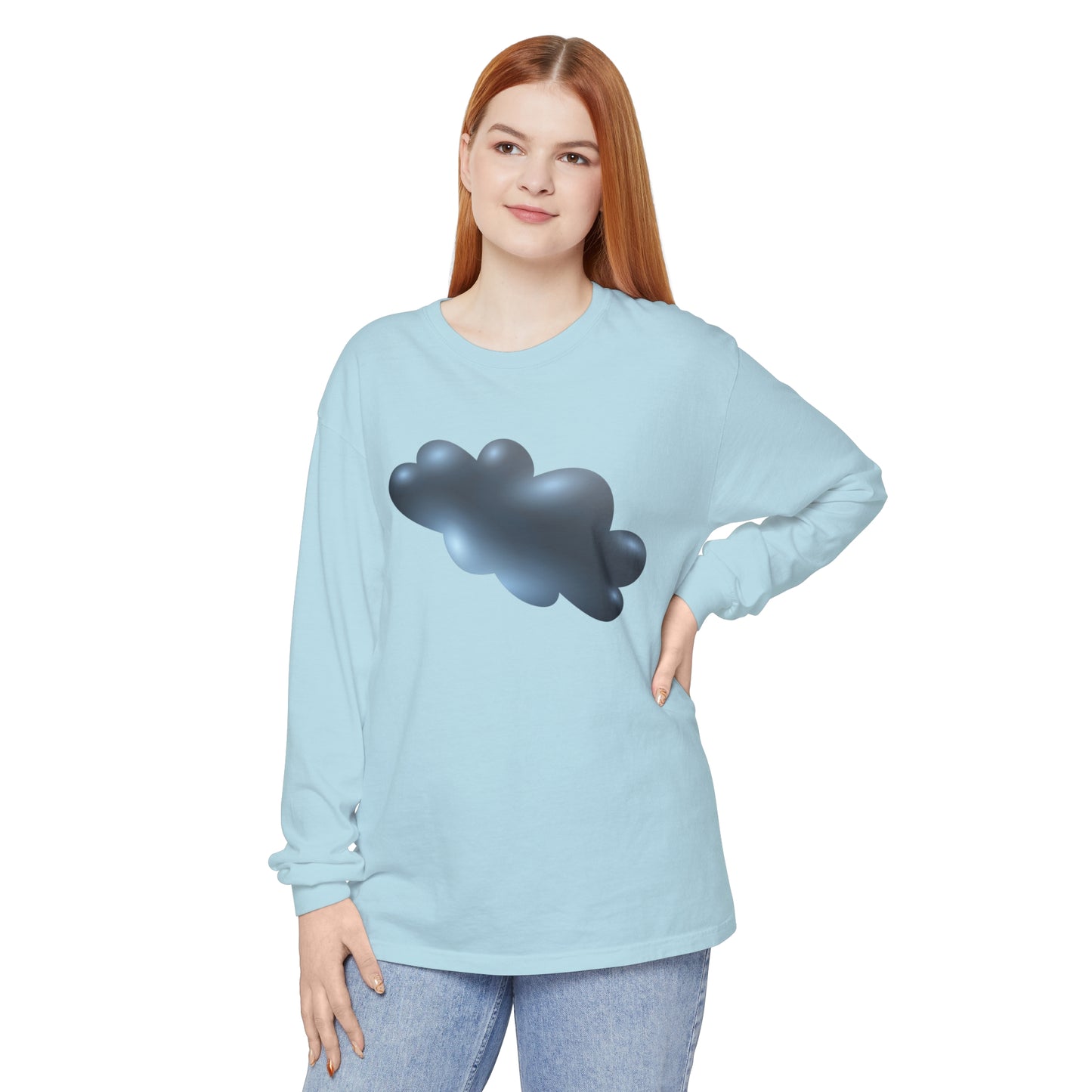 Unisex Garment-dyed Long Sleeve T-Shirt - Serene Cloudscape - Dreamy Cloud Design