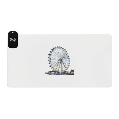 London Eye Ferris Wheel - LED Wireless Charging Gaming Mouse Pad, Illuminated Desk Accessory for Gamers, Perfect Gift for Tech Lovers, Decorative Gaming Setup