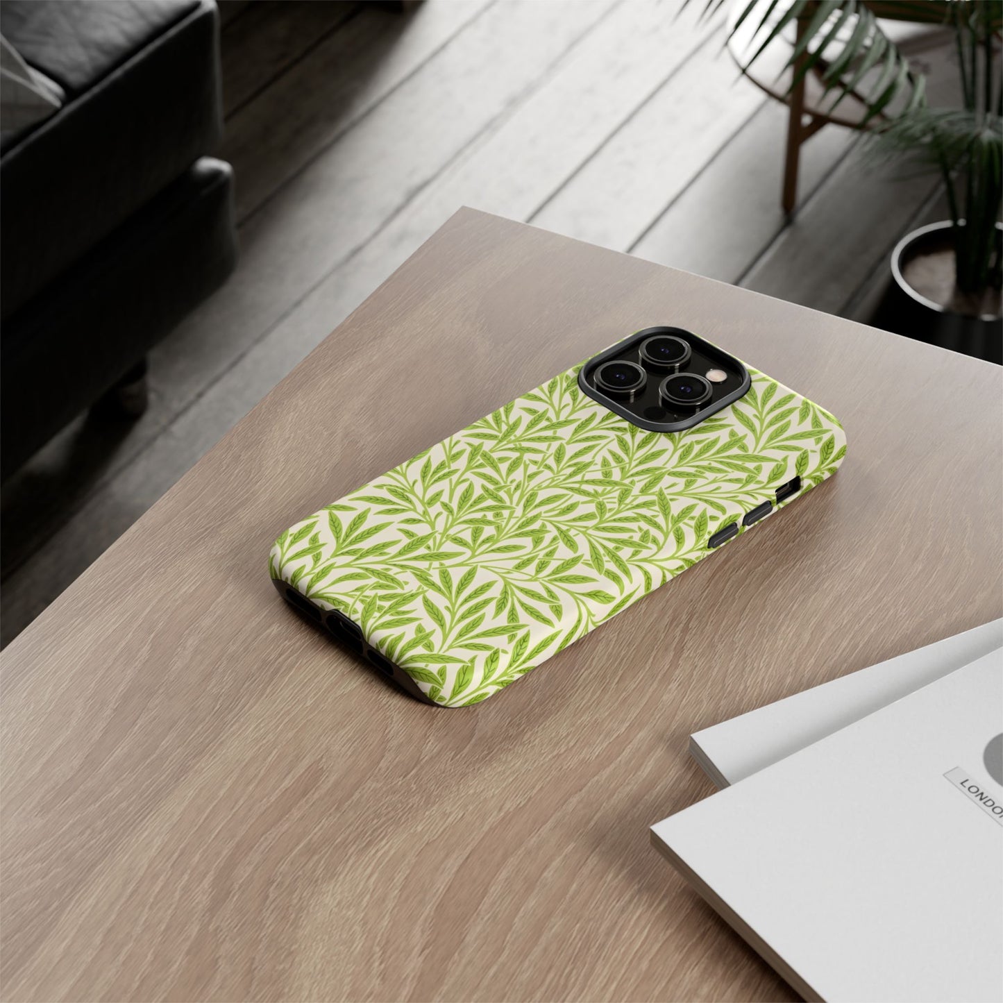 Green Leaf iPhone Case, Tough Cases, Botanical Phone Protection, Eco-Friendly Cover, Nature Lover Gift, Trendy Cell Phone Accessory