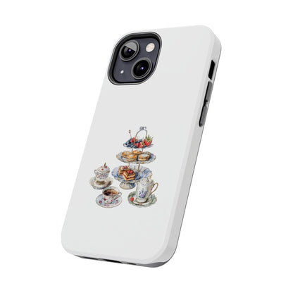 Vintage Tea Party Tough Phone Case - Durable Phone Protector with Charming Tea Set Design