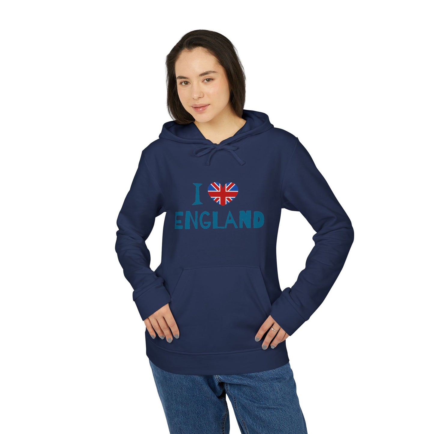I Love England Unisex Fleece Hoodie - Comfortable British Pride Sweatshirt for Everyday Wear
