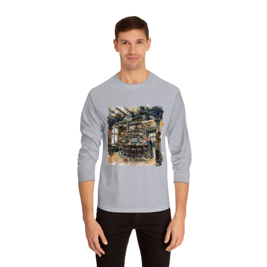 Unisex Classic Long Sleeve T-Shirt - London Pub Interior - Cozy British Tavern