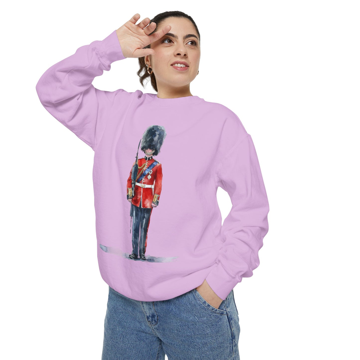 Unisex Garment-Dyed Sweatshirt - British Royal Guard - Iconic Symbol of Tradition and Honor