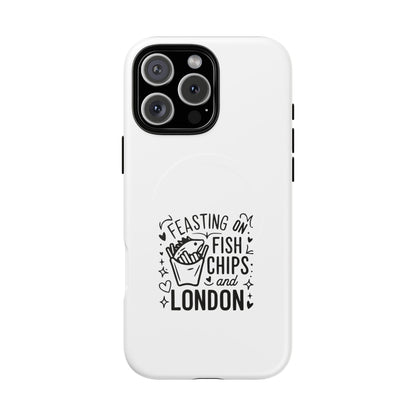 Fish and Chips Magnetic Phone Case, Travel Gift, London Souvenir, Cute Phone Cover, Unique Cell Phone Accessories, Fun British Design