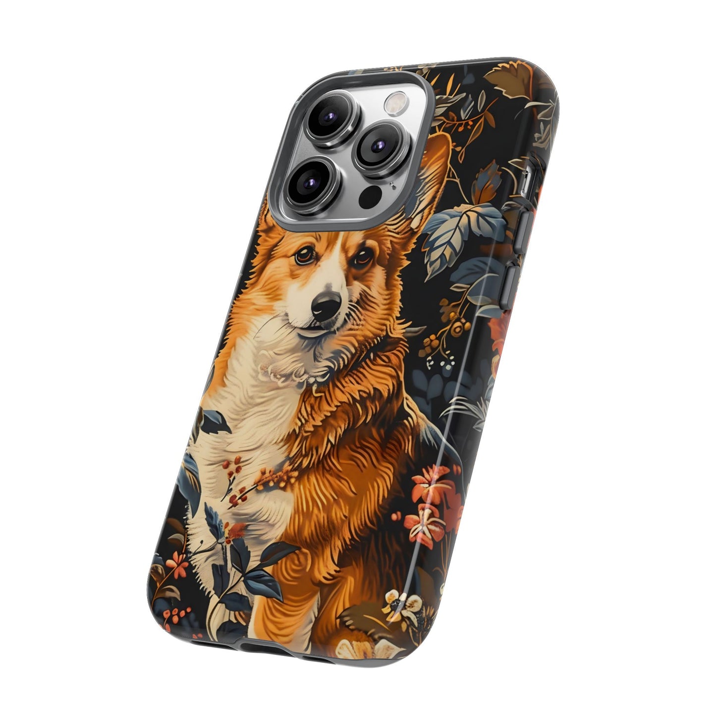 Corgi Floral Phone Case - Tough Cases for Dog Lovers, Cute Pet Accessories, Gift for Dog Owners, Floral Design, Personalized Tech Cover