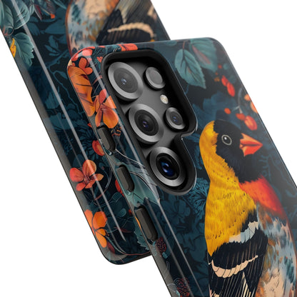 Colorful Bird Phone Case, Floral Phone Cover, Tough Phone Protector, Nature Lover Gift, Botanical Case, Unique Mobile Accessory