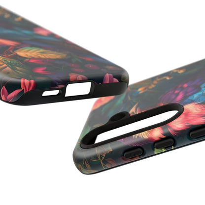 Vibrant Phone Case, Tropical Bird Design, Tough Phone Cover, Floral Tech Accessory, Gift for Nature Lovers