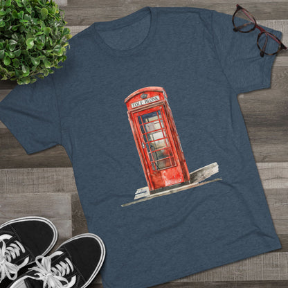 Iconic British Public Telephone - Classic Red Phone Box Unisex Tri-Blend Crew Tee