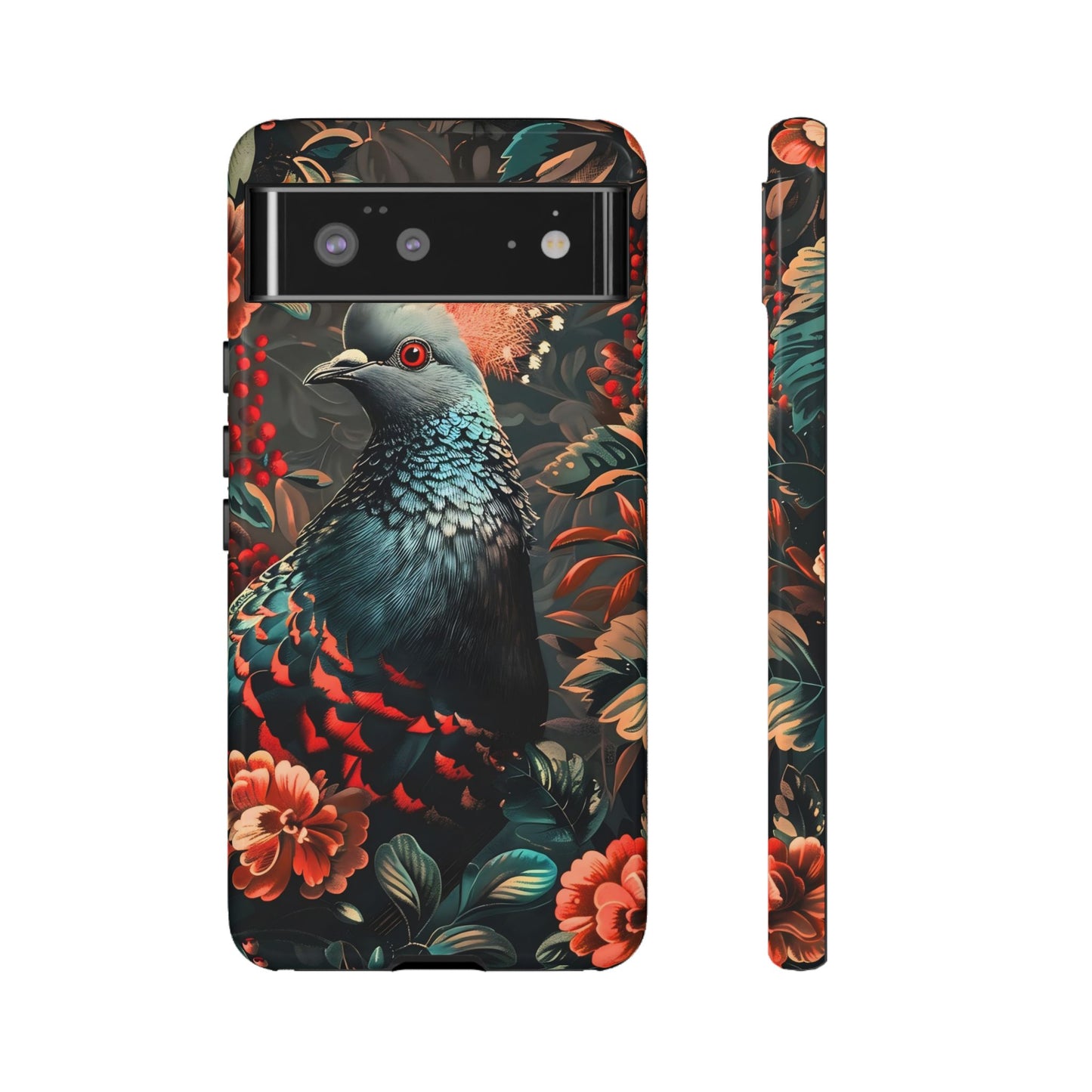 Floral Peacock Phone Case, Tough Cases, Artistic Phone Cover, Unique Gift, Nature Lover Accessory, Protective Case