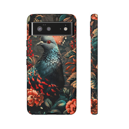 Floral Peacock Phone Case, Tough Cases, Artistic Phone Cover, Unique Gift, Nature Lover Accessory, Protective Case