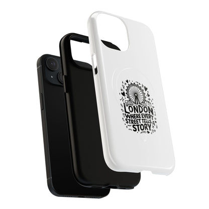 London Story Magnetic Phone Case, Tough Phone Cover, Gift for Travel Lovers, Unique London Souvenir, Storytelling Phone Accessory