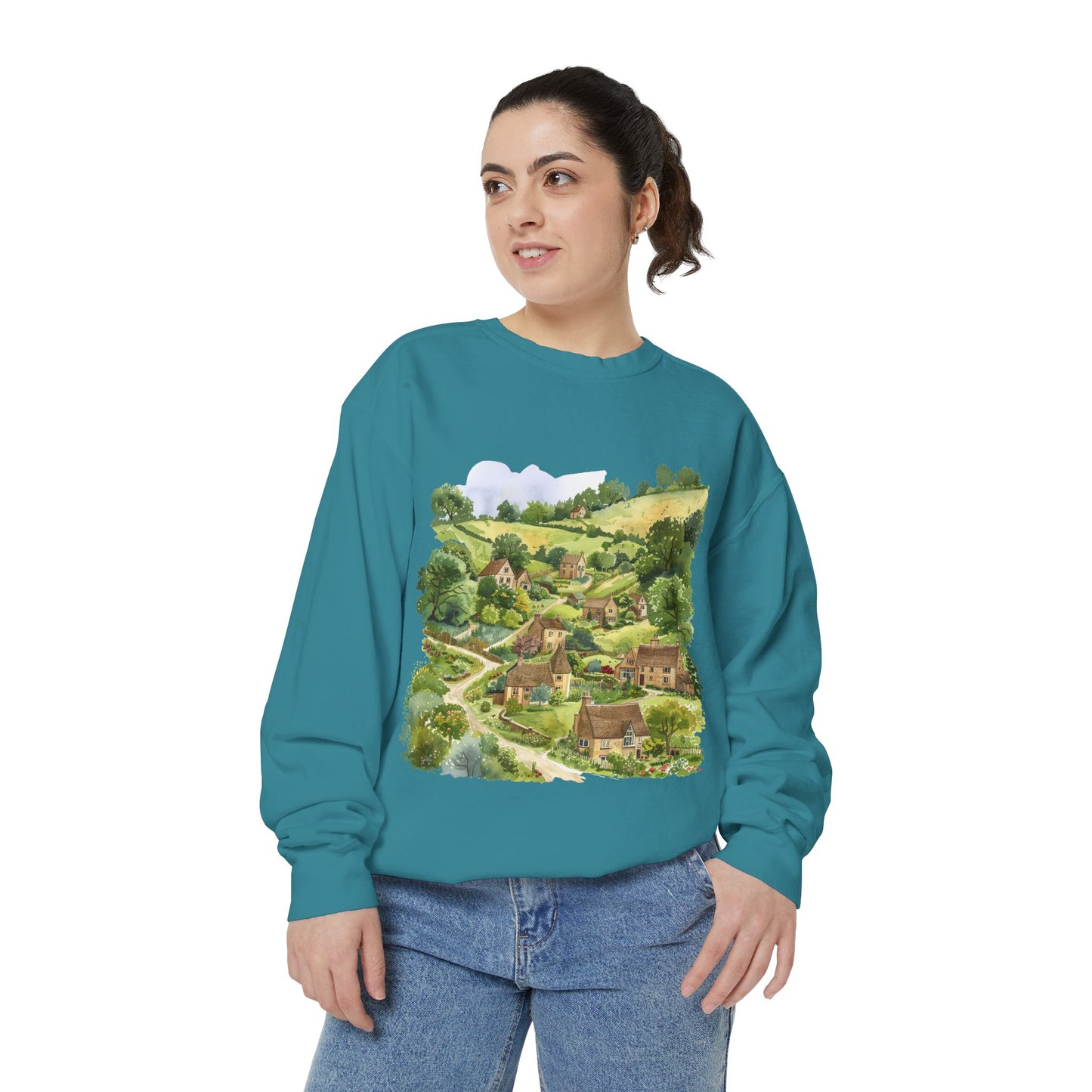 Unisex Garment-Dyed Sweatshirt - Green & Serene - Nature in the UK