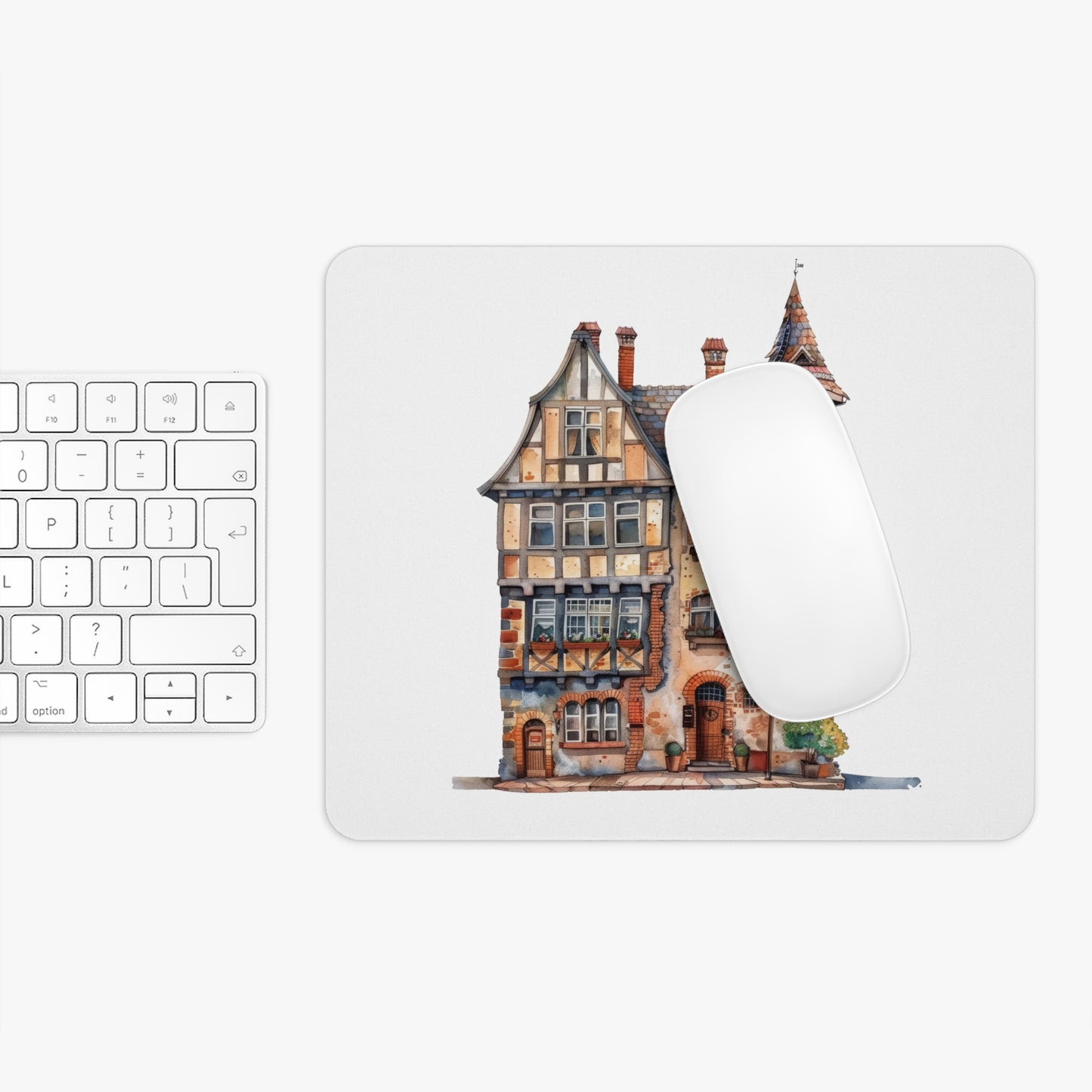 Charming Vintage House Mouse Pad, Artistic Desk Accessory, Gift for Home Office, Unique Computer Mat, Eco-Friendly Mousepad