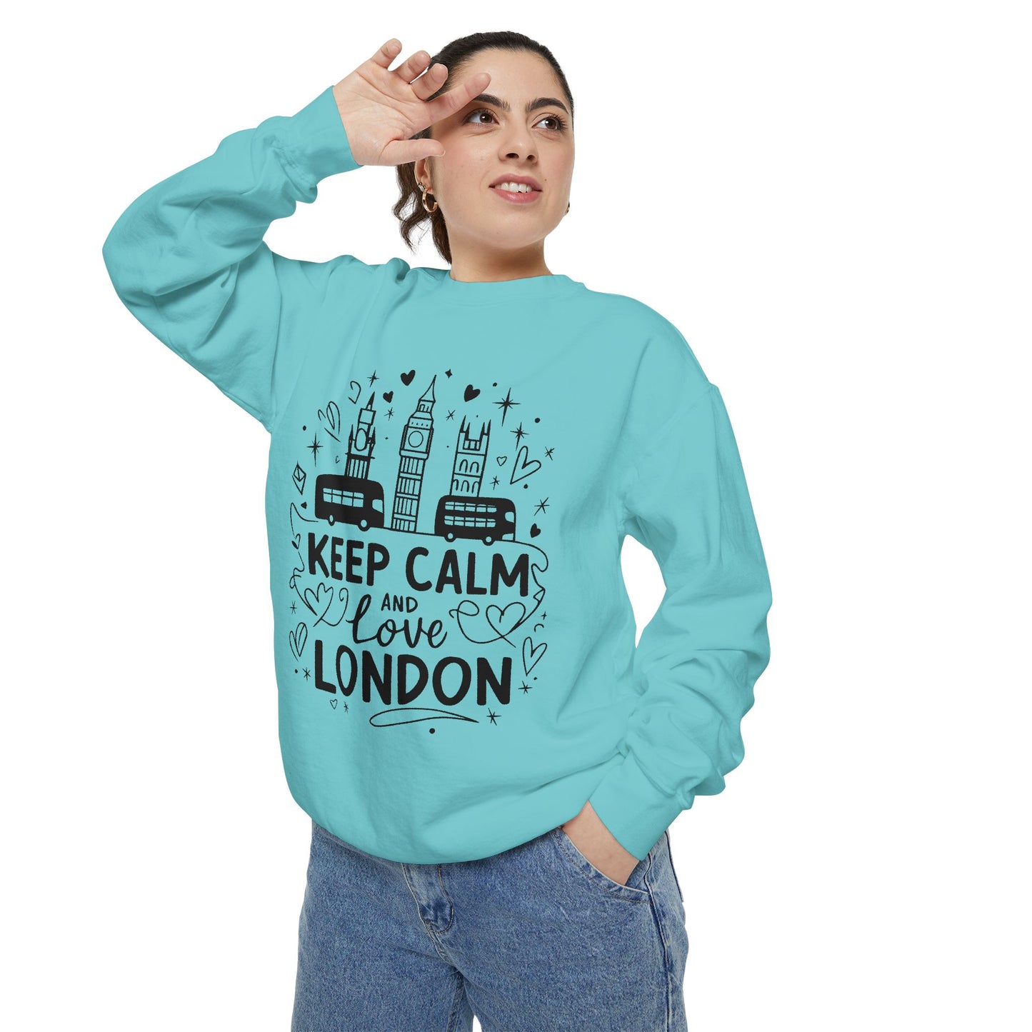 Unisex Garment-Dyed Sweatshirt - Keep Calm and love London