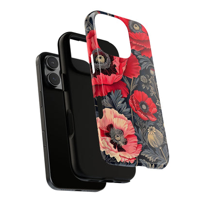 Floral Phone Case with Artistic Poppies, Tough Cases, Flower Design, Nature Lover Gift, Customizable Mobile Cover, Stylish Phone Accessories