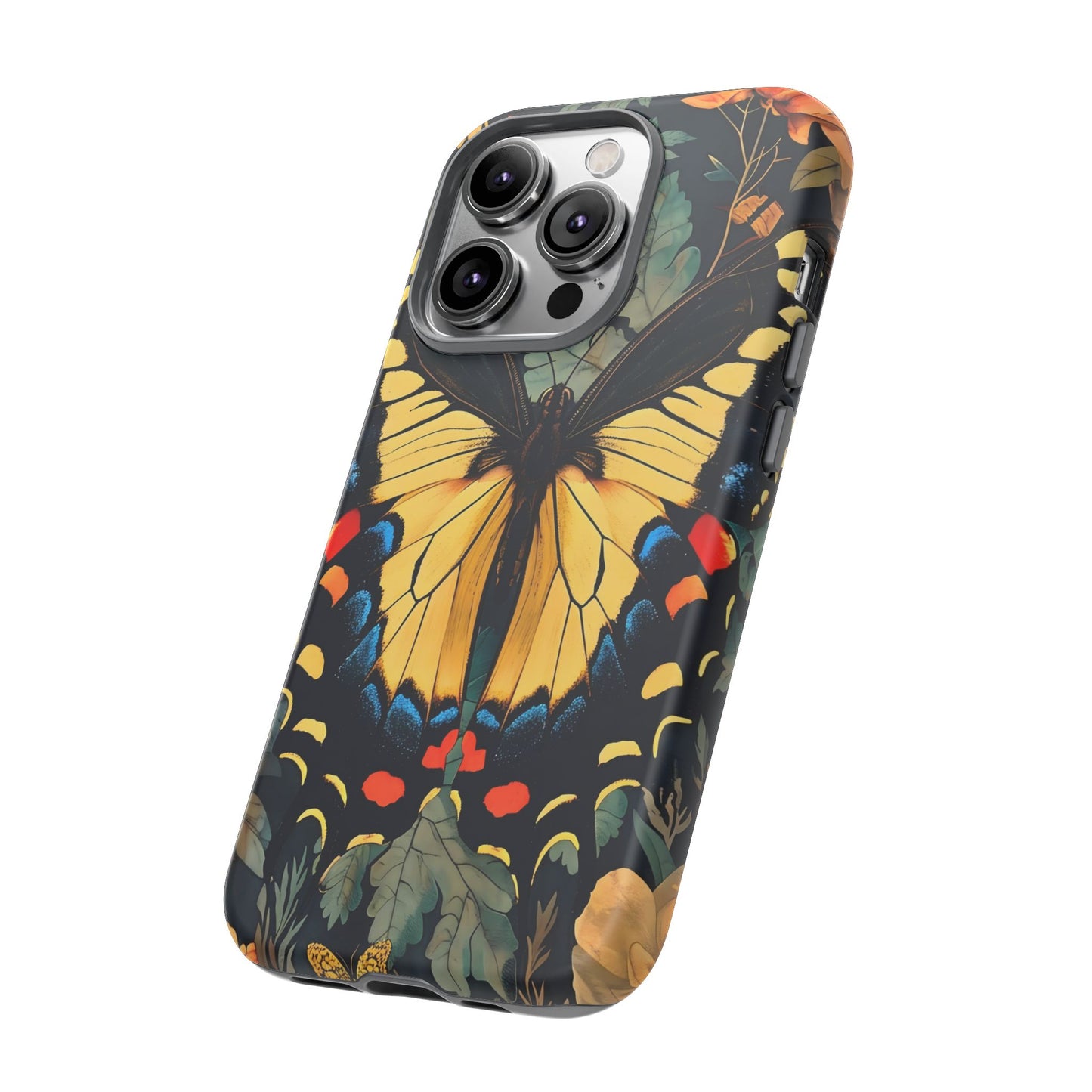 Butterfly Floral Phone Case, Art-inspire Tough Case, Gift for Nature Lovers, Butterfly Pattern Cover, Eco-Friendly Mobile Accessory