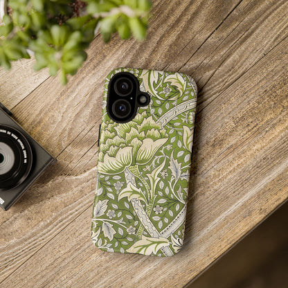 Stylish Phone Case with Floral Design, Durable Protective Cover for iPhone, Unique Gift for Birthdays, Mother's Day, Green Aesthetic