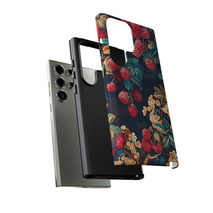 Floral Phone Case with Berry Design, Durable Phone Cover, Floral Print, Gift for Plant Lovers, Nature-Inspired Accessory