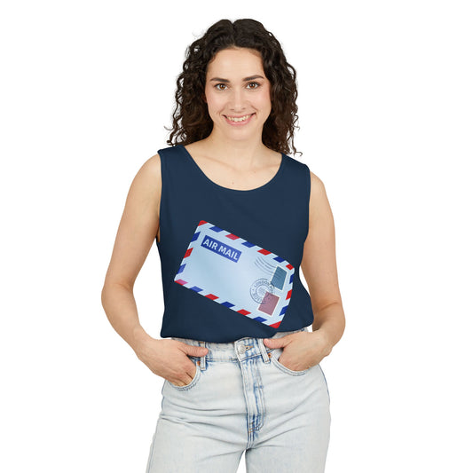 Unisex Garment-Dyed Tank Top - Vintage British Air Mail - Classic Postal Design