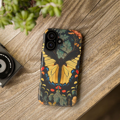 Butterfly Floral Phone Case, Art-inspire Tough Case, Gift for Nature Lovers, Butterfly Pattern Cover, Eco-Friendly Mobile Accessory
