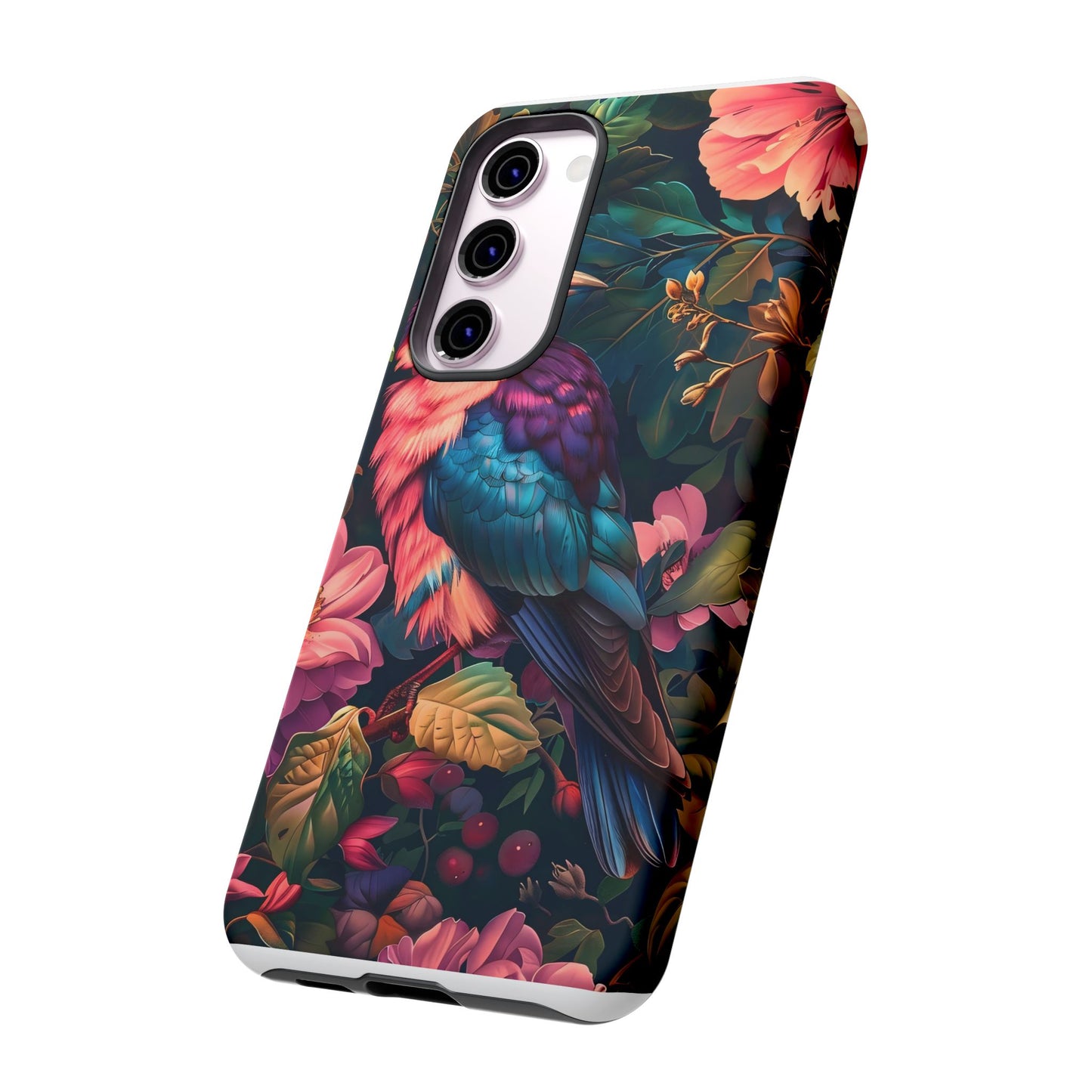 Tough Cases: Vibrant Tropical Bird Phone Case, Floral Smartphone Cover, Nature Lover Gift, Boho Phone Accessory, Cute Bird Case