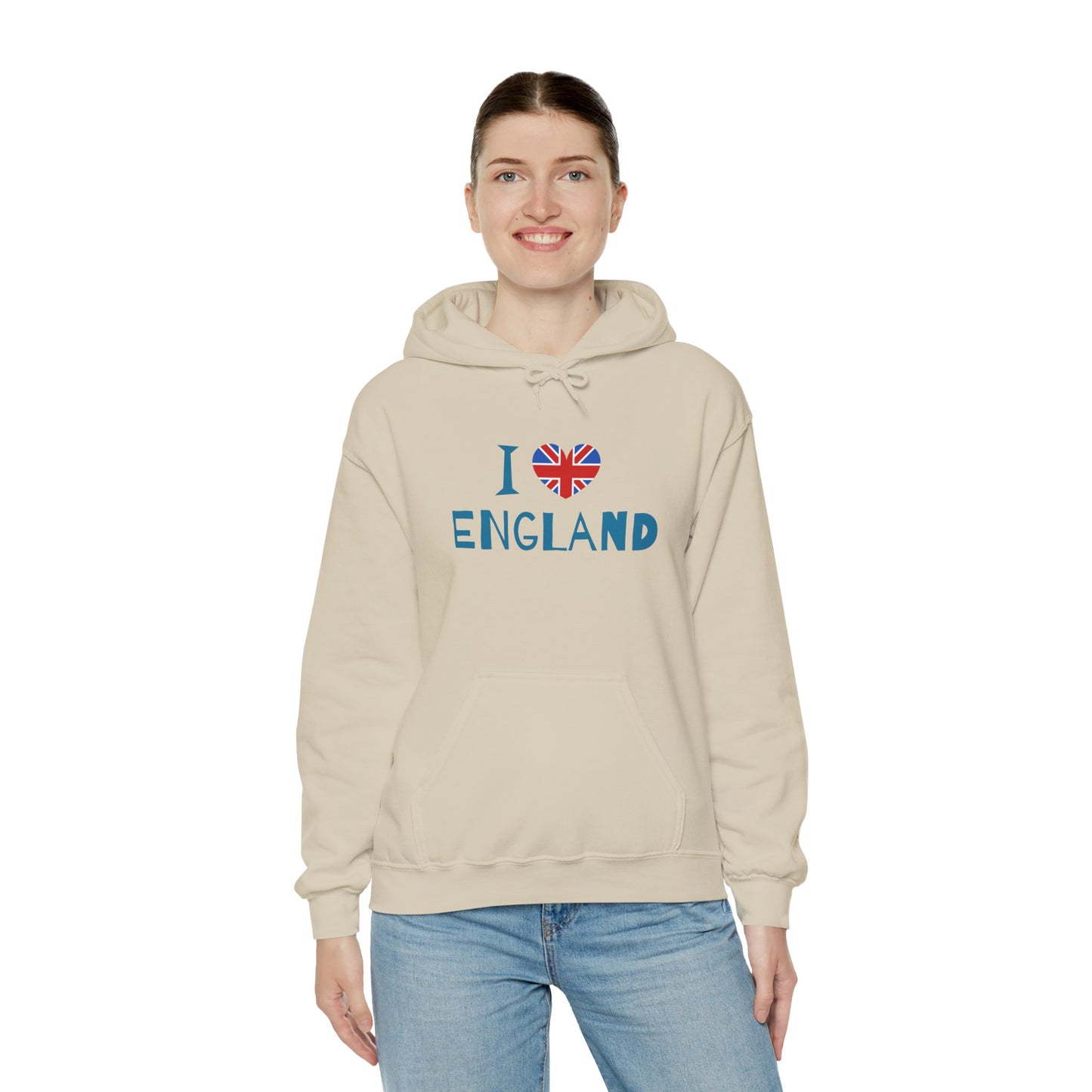 Unisex Heavy Blend™ Hooded Sweatshirt - I Love England - Union Jack Heart Design