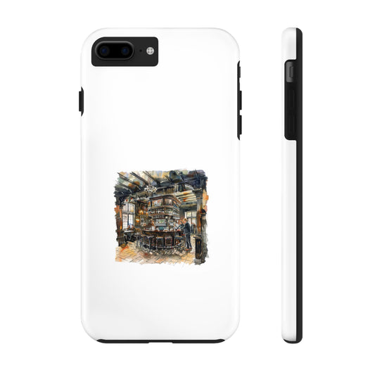 Artistic Tough Phone Cases with Cozy Pub Scene