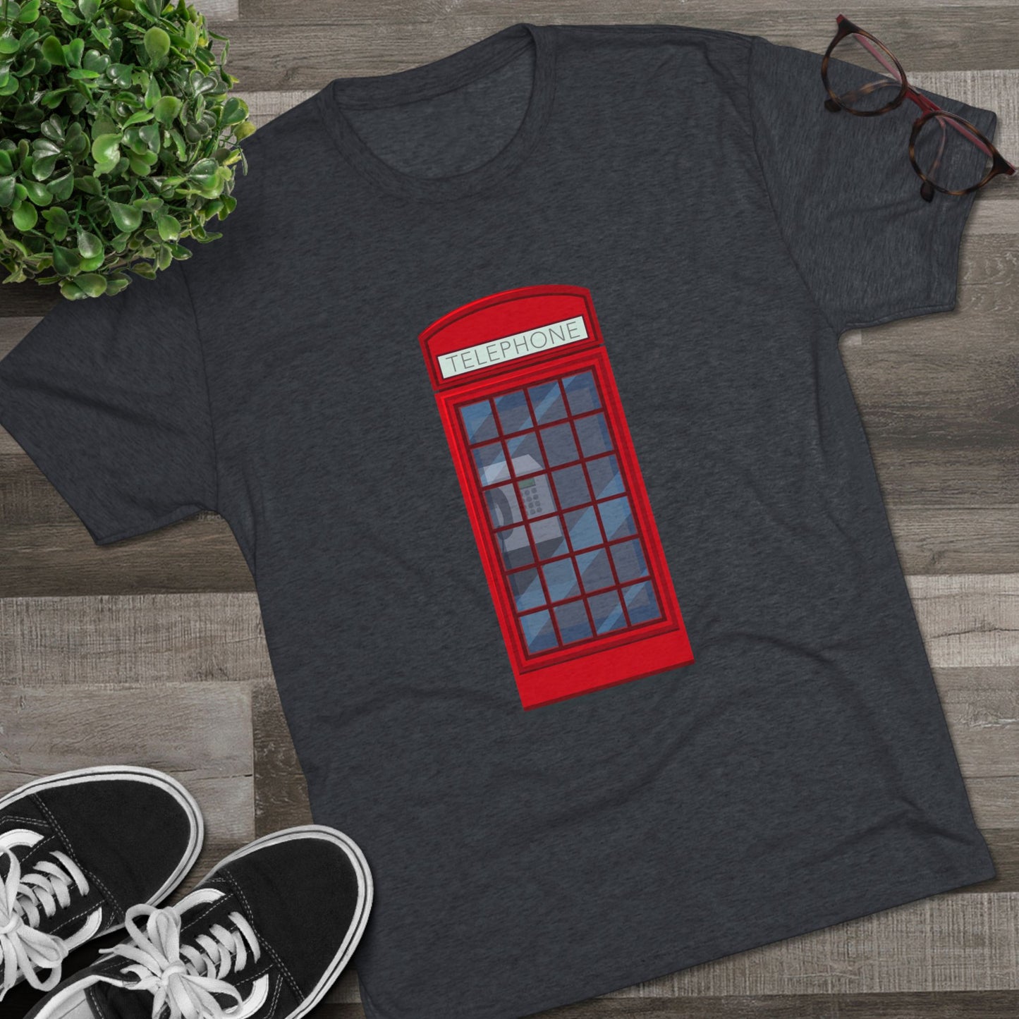 Iconic British Public Telephone - Classic Red Phone Box Unisex Tri-Blend Crew Tee