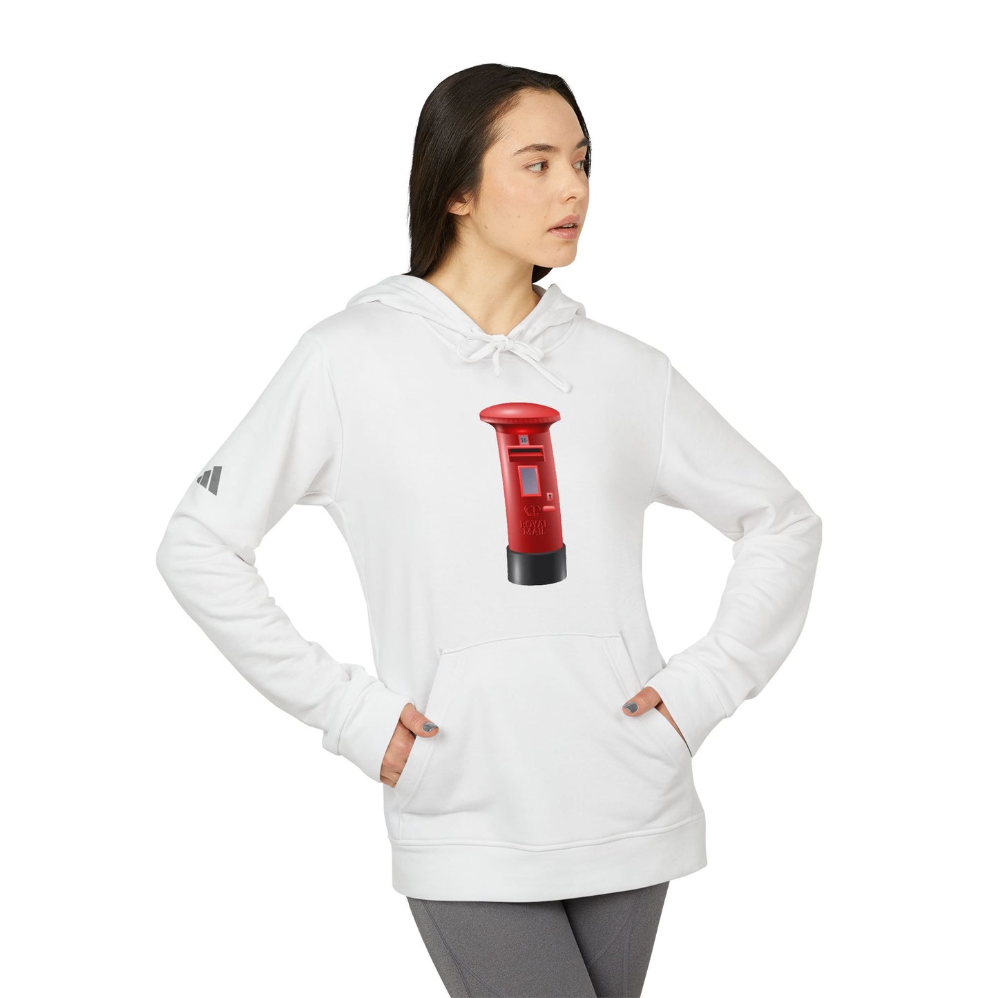 adidas Unisex Fleece Hoodie - Classic UK Royal Mailbox Design - British Postbox Icon