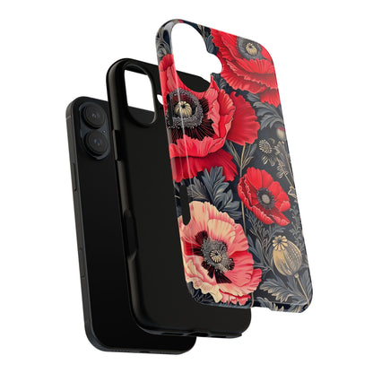 Floral Phone Case with Artistic Poppies, Tough Cases, Flower Design, Nature Lover Gift, Customizable Mobile Cover, Stylish Phone Accessories
