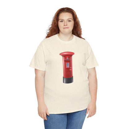 Unisex Heavy Cotton Tee - Classic UK Royal Mailbox Design - British Postbox Icon