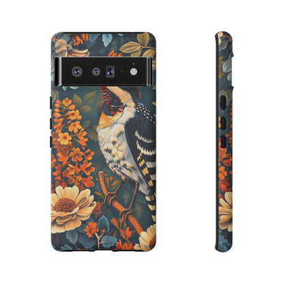 Tough Cases: Floral Bird Phone Case, Vintage Style Cover, Nature Lover Gift, Botanical Design, Spring Inspire Fashion
