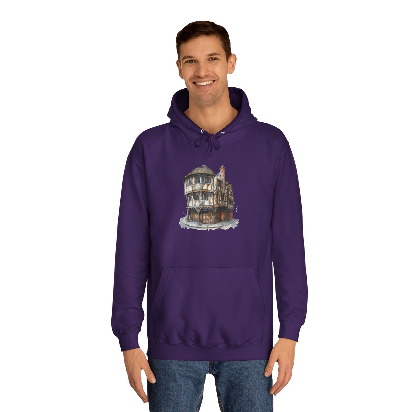 Unisex College Hoodie - Retro British Pub Scene