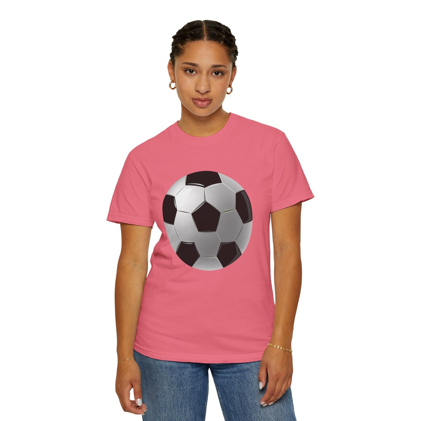 Unisex Garment-Dyed T-shirt - Dynamic Football Design - Sports Passion and Energy