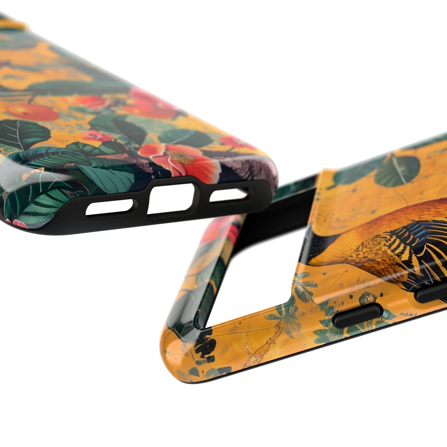 Colorful Floral Phone Case, Tough Cases, Nature-Inspired, Bird Design, Eco-Friendly Gift, Phone Protector for Spring